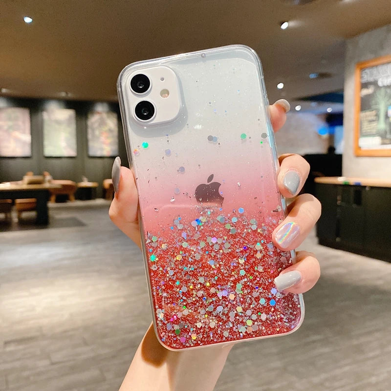 Glitter Transparent Phone Case For iPhone