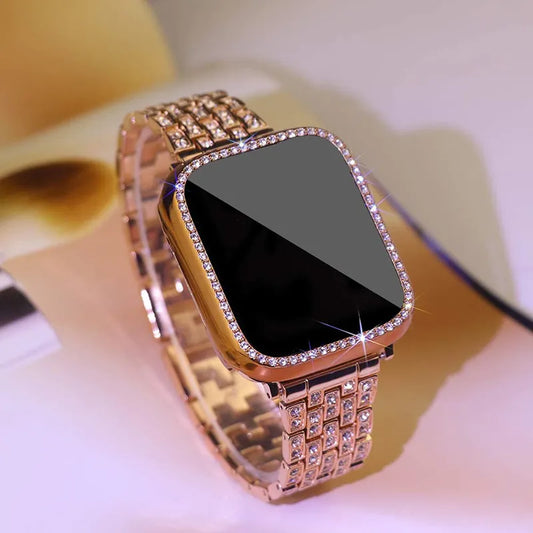 Diamond Stainless Steel Band + Case for Apple Watch