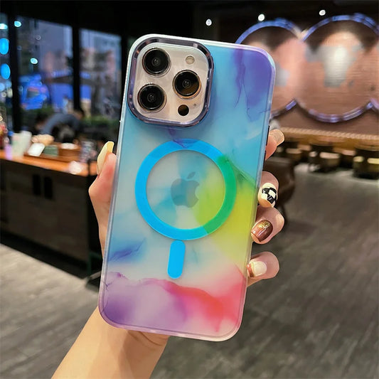 Magsafe Magnetic Wireless Charging Art Watercolor Painting Phone Case For iPhone